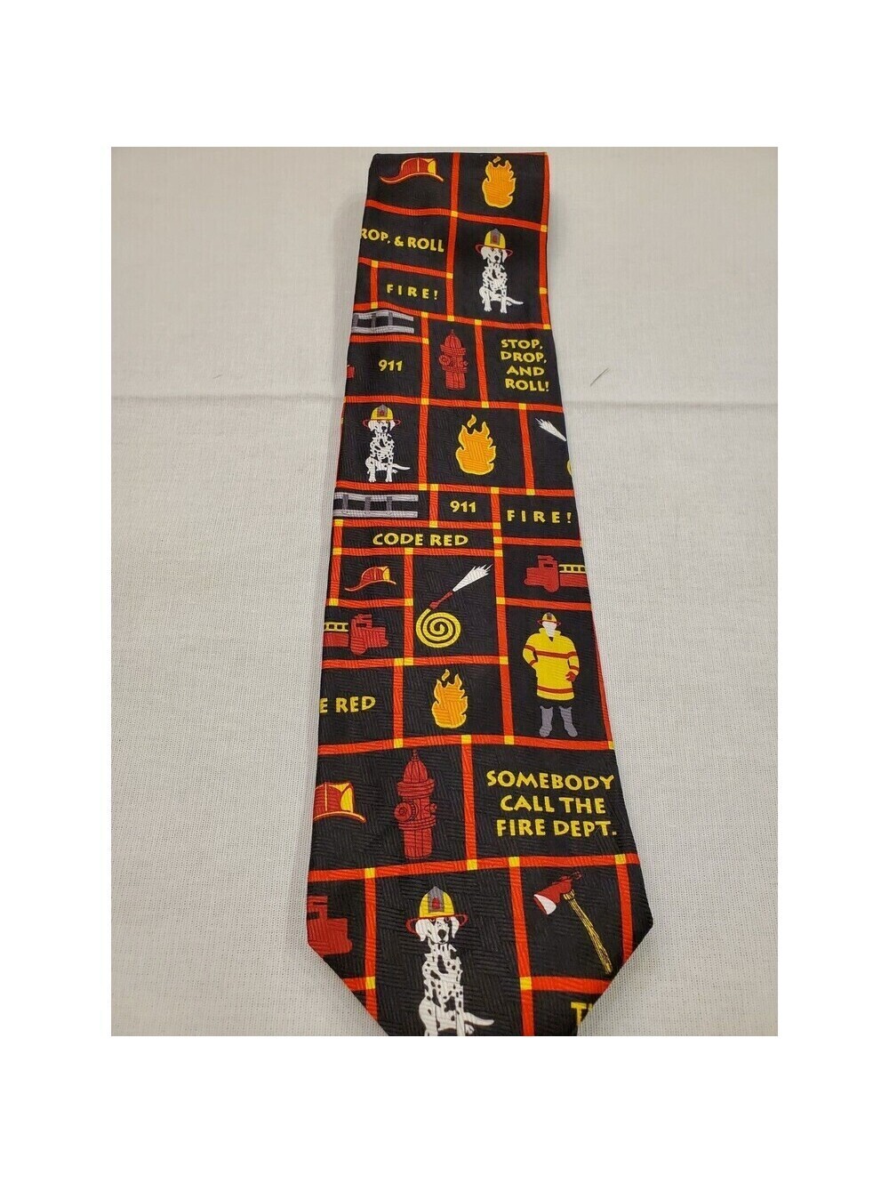 Vintage New w/out Tags 1998 Ralph Marlin Firefighter Squares Tie